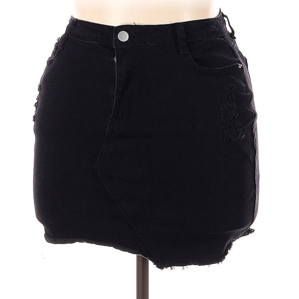Distressed Denim mini skirt